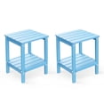 thumbnail image 1 of FODINGHILL 2-Tier Outdoor Side Table set of 2, HDPE All Weather Adirondack Patio Table with Storage Shelf, Outside End Table for Porch Backyard Indoor, Arctic, 1 of 7