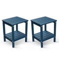 thumbnail image 1 of FODINGHILL 2-Tier Outdoor Side Table set of 2, HDPE All Weather Adirondack Patio Table with Storage Shelf, Outside End Table for Porch Backyard Indoor, Blue, 1 of 7