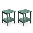 thumbnail image 1 of FODINGHILL 2-Tier Outdoor Side Table set of 2, HDPE All Weather Adirondack Patio Table with Storage Shelf, Outside End Table for Porch Backyard Indoor, Dark Green, 1 of 7