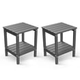 thumbnail image 1 of FODINGHILL 2-Tier Outdoor Side Table set of 2, HDPE All Weather Adirondack Patio Table with Storage Shelf, Outside End Table for Porch Backyard Indoor, Grey, 1 of 7