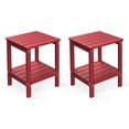 thumbnail image 1 of FODINGHILL 2-Tier Outdoor Side Table set of 2, HDPE All Weather Adirondack Patio Table with Storage Shelf, Outside End Table for Porch Backyard Indoor, Red, 1 of 7