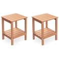 thumbnail image 1 of FODINGHILL 2-Tier Outdoor Side Table set of 2, HDPE All Weather Adirondack Patio Table with Storage Shelf, Outside End Table for Porch Backyard Indoor, Teak, 1 of 7
