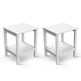 thumbnail image 1 of FODINGHILL 2-Tier Outdoor Side Table set of 2, HDPE All Weather Adirondack Patio Table with Storage Shelf, Outside End Table for Porch Backyard Indoor, White, 1 of 7
