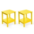 thumbnail image 1 of FODINGHILL 2-Tier Outdoor Side Table set of 2, HDPE All Weather Adirondack Patio Table with Storage Shelf, Outside End Table for Porch Backyard Indoor, Yellow, 1 of 7