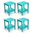 thumbnail image 1 of FODINGHILL 2-Tier Outdoor Side Table set of 4, HDPE All Weather Adirondack Patio Table with Storage Shelf, Outside End Table for Porch Backyard Indoor, Aqua, 1 of 7