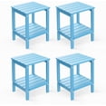 thumbnail image 1 of FODINGHILL 2-Tier Outdoor Side Table set of 4, HDPE All Weather Adirondack Patio Table with Storage Shelf, Outside End Table for Porch Backyard Indoor, Arctic, 1 of 7
