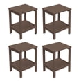 thumbnail image 1 of FODINGHILL 2-Tier Outdoor Side Table set of 4, HDPE All Weather Adirondack Patio Table with Storage Shelf, Outside End Table for Porch Backyard Indoor, BrownWood, 1 of 7
