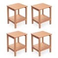 thumbnail image 1 of FODINGHILL 2-Tier Outdoor Side Table set of 4, HDPE All Weather Adirondack Patio Table with Storage Shelf, Outside End Table for Porch Backyard Indoor, Teak, 1 of 7