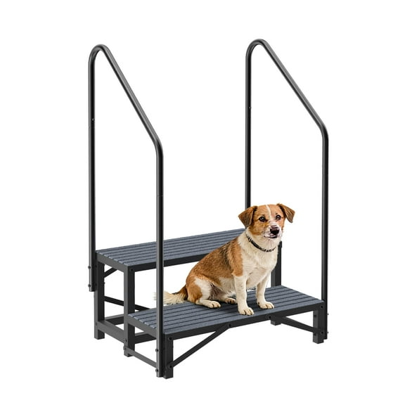 FODINGHILL 2-Tier RV Stairs with 2 Handrails,660lbs Heavy-Duty Steel Camper Steps with Non-Slip,Trailer,Mobile Home,Porch,Hot Tub