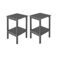 thumbnail image 1 of FODINGHILL 2-Tier Tall Outdoor Side Table Set of 2, HDPE All Weather Patio Adirondack End Table, Plastic Table for Porch Garden Indoor, Grey, 1 of 8