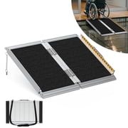 FODINGHILL 2 ft Folding Wheelchair Ramp,Portable Aluminum Threshold Ramp,800 lbs Capacity