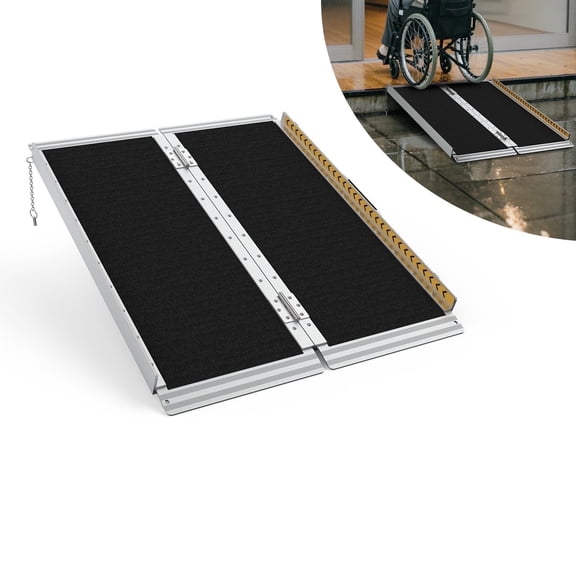 FODINGHILL 3 ft Folding Wheelchair Ramp,Portable Aluminum Threshold Ramp,800 lbs Capacity
