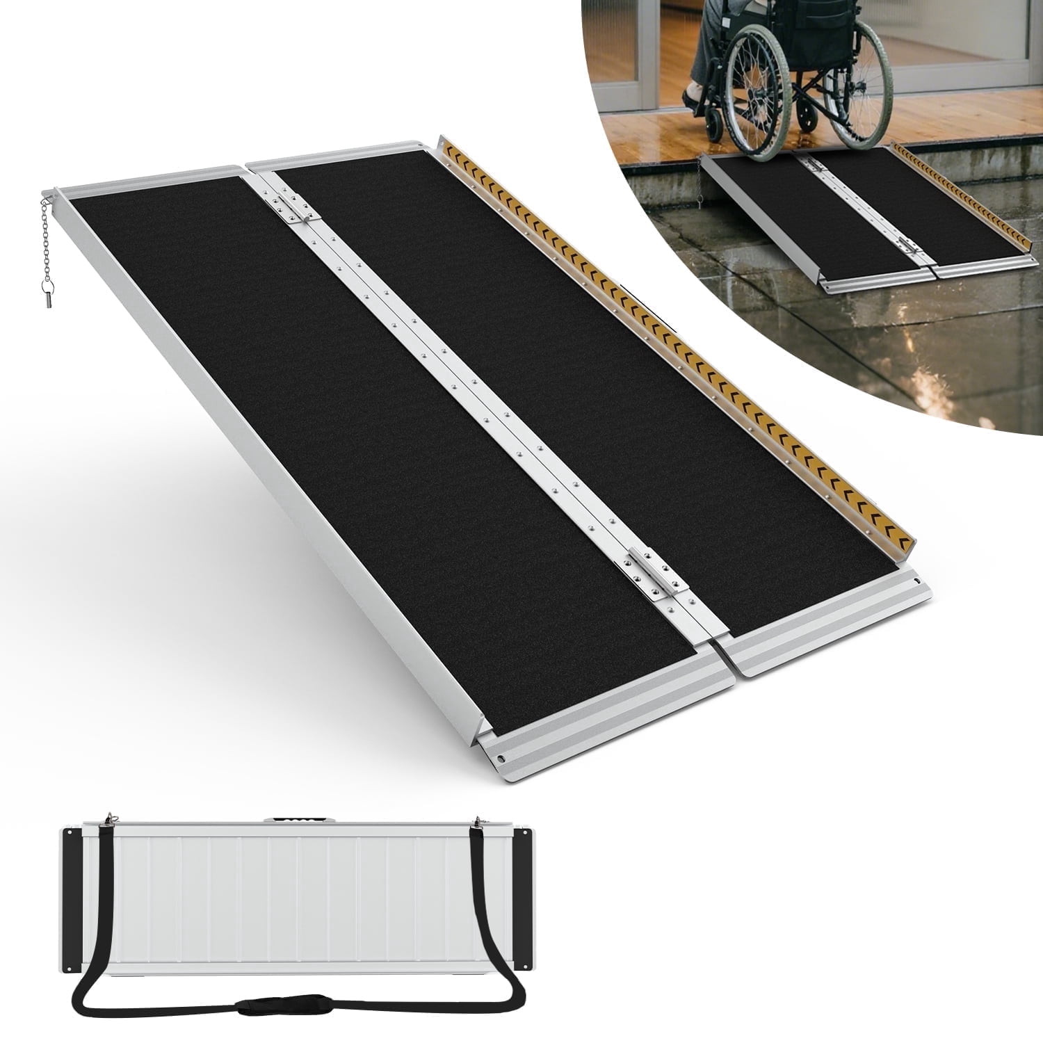 Fb Ramps FODINGHILL 4 ft Folding Wheelchair Ramp,Portable Aluminum Threshold ...