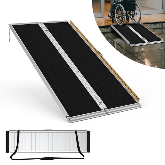 FODINGHILL 5 ft Folding Wheelchair Ramp,Portable Aluminum Threshold Ramp,800 lbs Capacity
