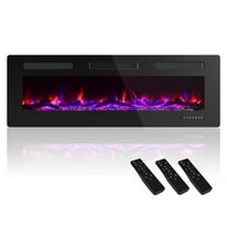FODINGHILL 50” Electric Fireplace Ultra Thin Fireplace,Recessed Wall Mounted Fireplace Heater with Multicolor Flame & Remote Control,750/1500W