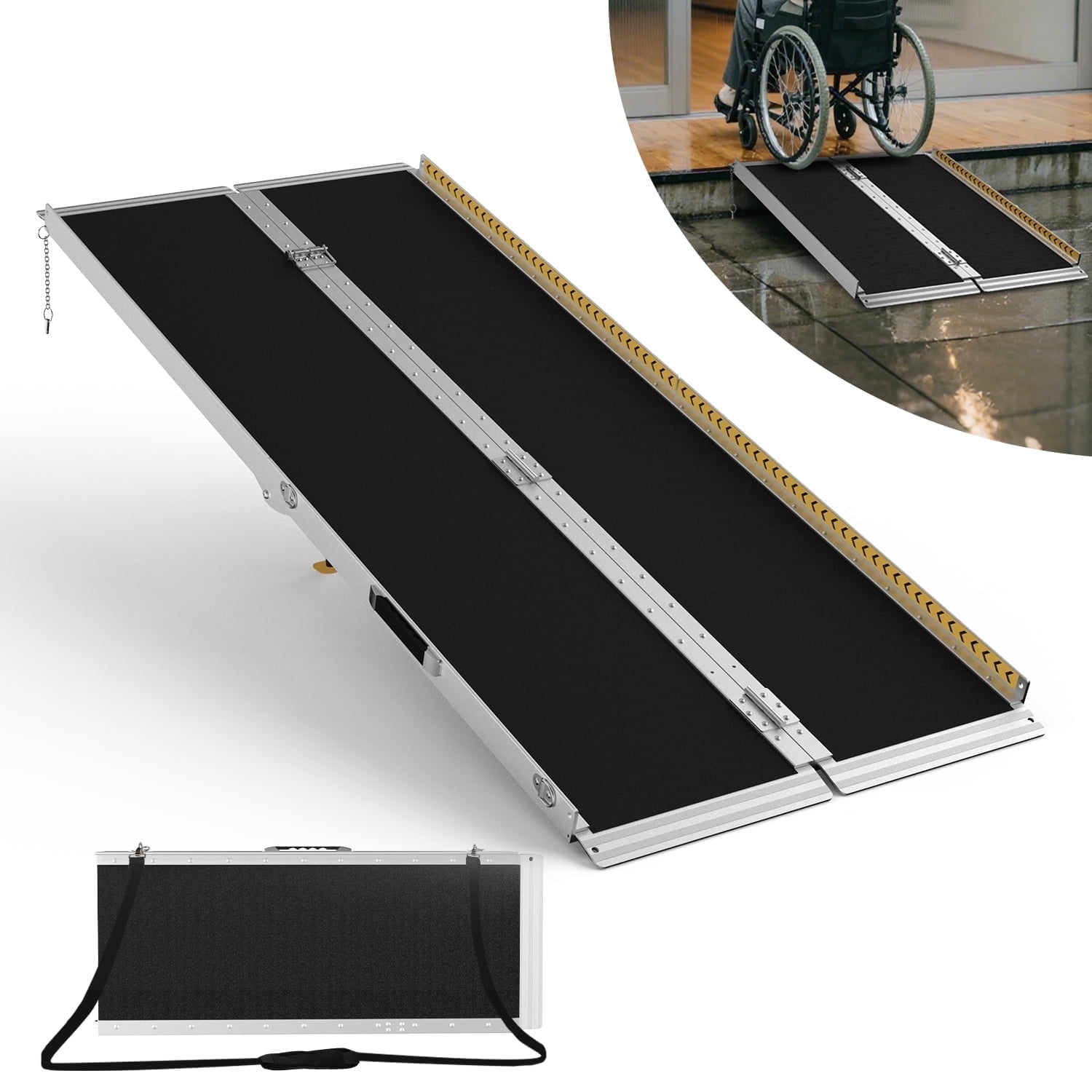 FODINGHILL 6 ft Folding Wheelchair Ramp,Portable Aluminum Threshold ...