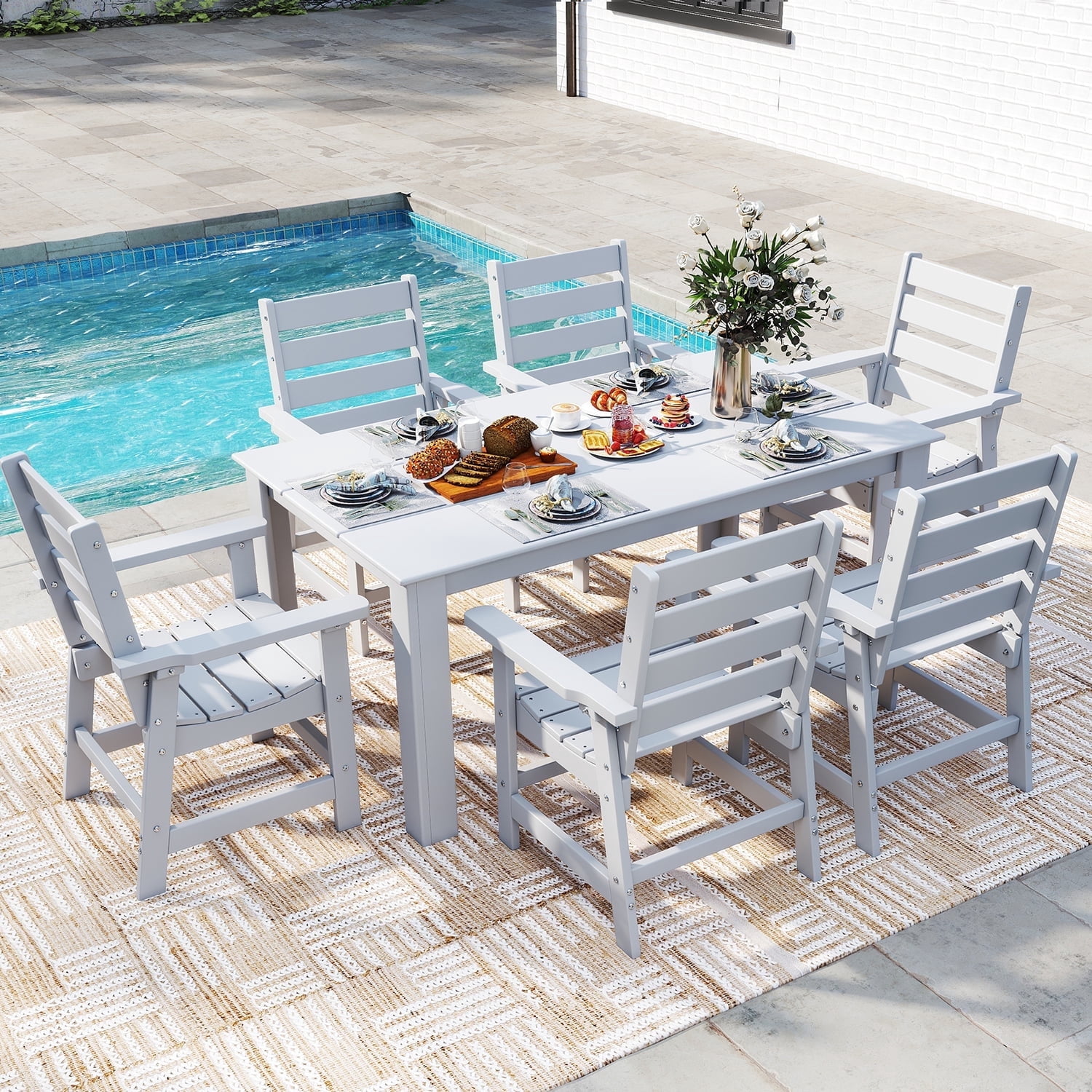 FODINGHILL 7-Piece Outdoor Dining Sets,HDPE Outdoor Dining Table Set ...