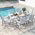 thumbnail image 1 of FODINGHILL 7-Piece Outdoor Dining Sets,HDPE Outdoor Dining Table Set with Umbrella Hole & 6 HDPE Chairs,White, 1 of 10
