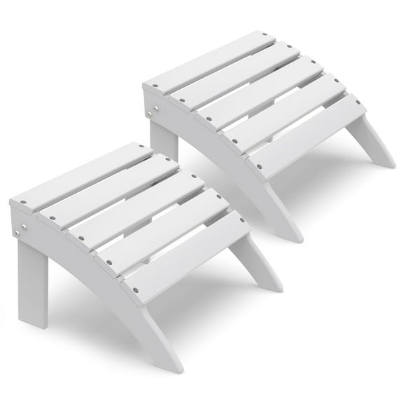 FODINGHILL Adirondack Outdoor Ottoman set of 2, HDPE Patio Foot Rest set of 2, All Weather Folding Foot Stool for Adirondack Chair, for Patio Backyard Pool Porch Lawn, White