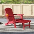 thumbnail image 1 of FODINGHILL Folding Adirondack Chair Set of 2 with Ottoman, Adjustable Backrest HDPE All-Weather Firepit Chair with Cup Holder, Red, 1 of 8