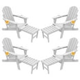 thumbnail image 1 of FODINGHILL Folding Adirondack Chair Set of 4 with Ottoman, Adjustable Backrest HDPE All-Weather Firepit Chair with Cup Holder, White, 1 of 7