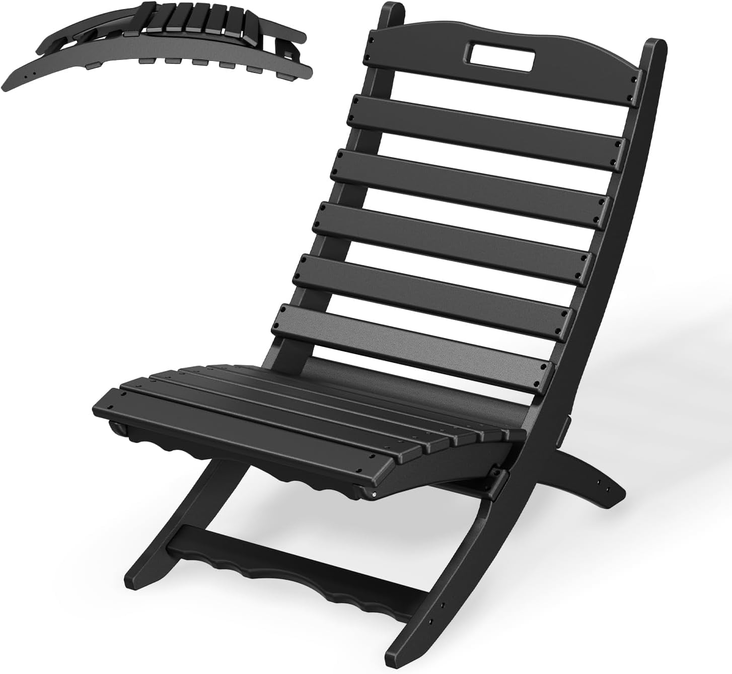 FODINGHILL Folding Xavier Adirondack Chairs , HDPE All-Weather Folding Adirondack Outdoor Chair for Patio Porch Garden, Black