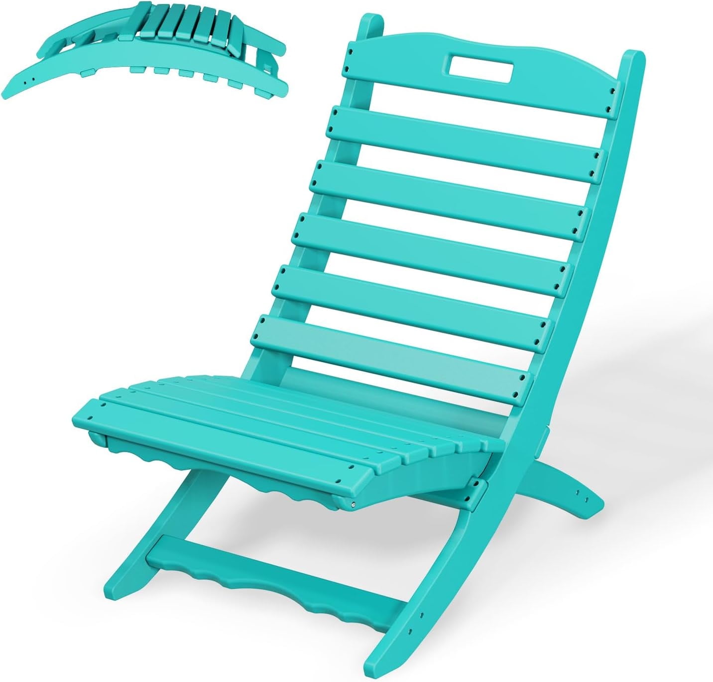 FODINGHILL Folding Adirondack Xavier Chair, HDPE All-Weather Portable Fire-Pit Chair for Outdoor Beach Deck Poolside Garden Patio Porch Fishing, Aqua