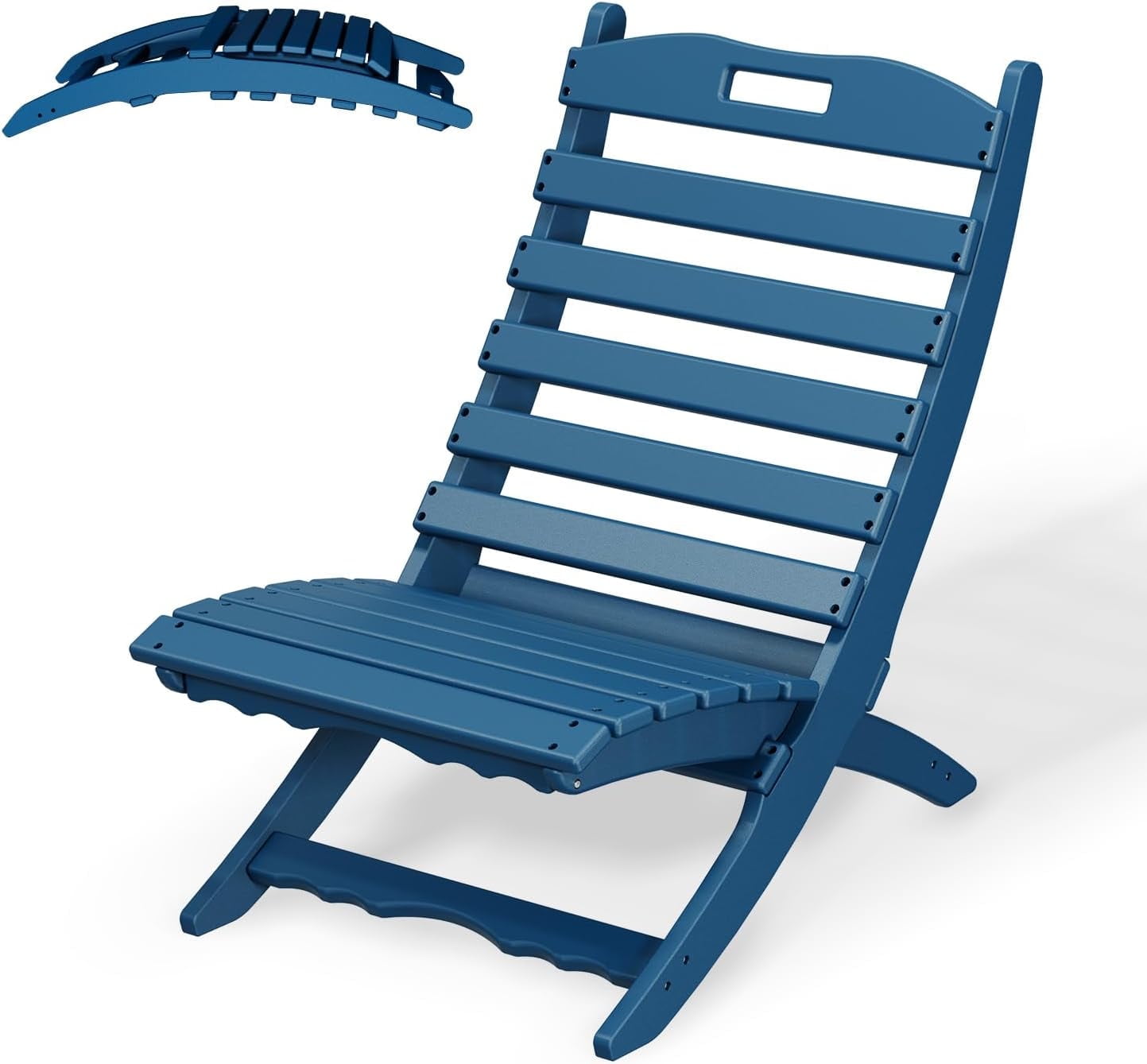 FODINGHILL Xavier Outdoor Adirondack Folding Chairs , HDPE All-Weather Folding Adirondack Chair for Patio Lawn Garden, Blue