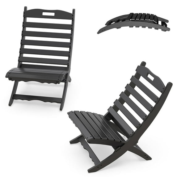 FODINGHILL Folding Xavier Adirondack Chairs Set of 2, HDPE All-Weather Folding Adirondack Outdoor Chair for Patio Porch Garden, Black