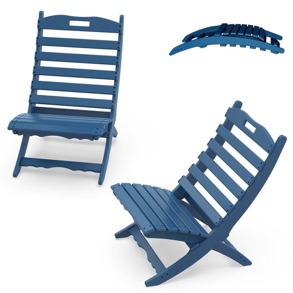 FODINGHILL Xavier Outdoor Adirondack Folding Chairs Set of 2, HDPE All-Weather Folding Adirondack Chair for Patio Lawn Garden, Blue