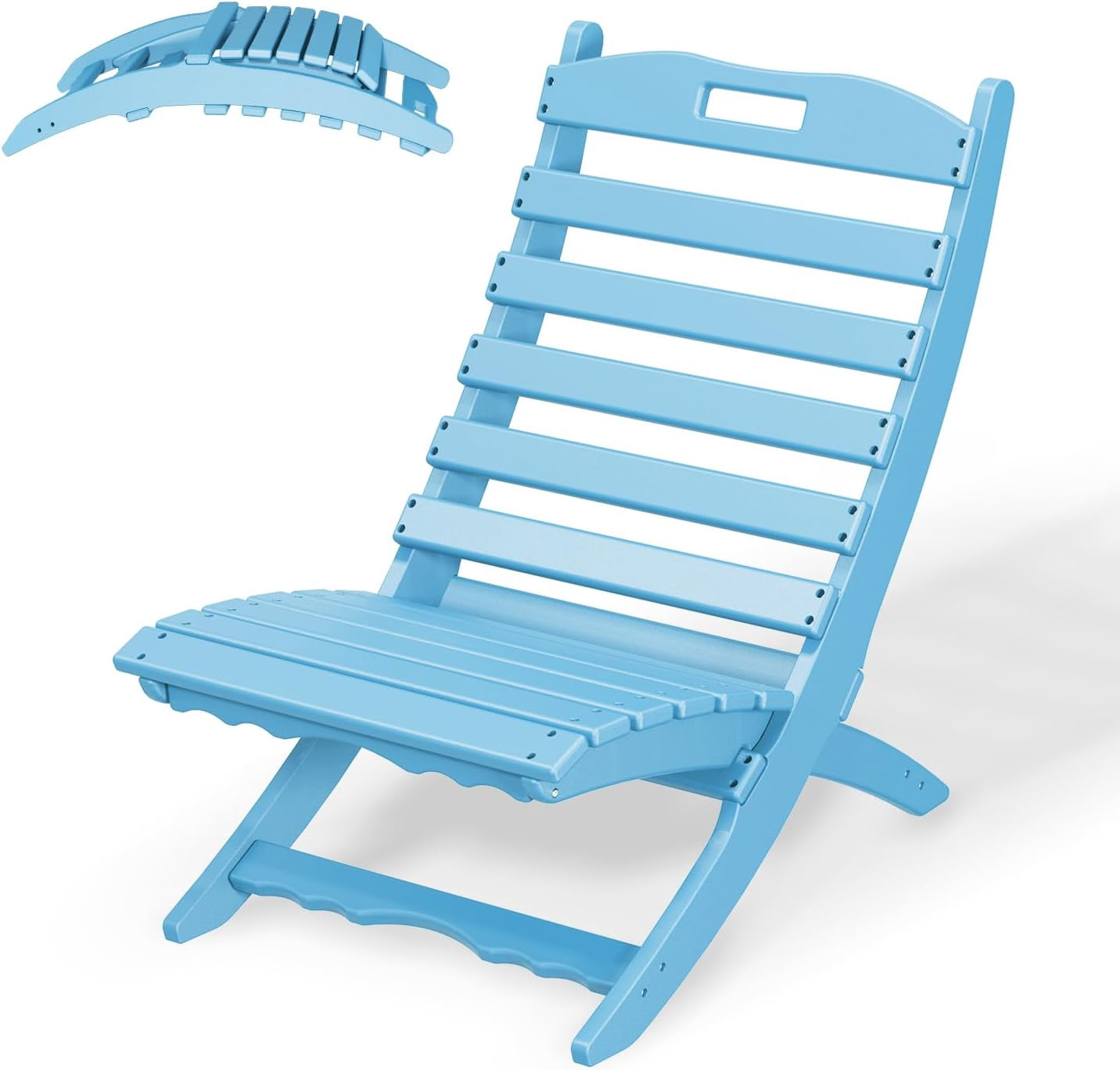 FODINGHILL Folding Xavier Adirondack Chair, HDPE All-Weather Folding Adirondack Outdoor Chair for Patio Porch Garden, Arctic