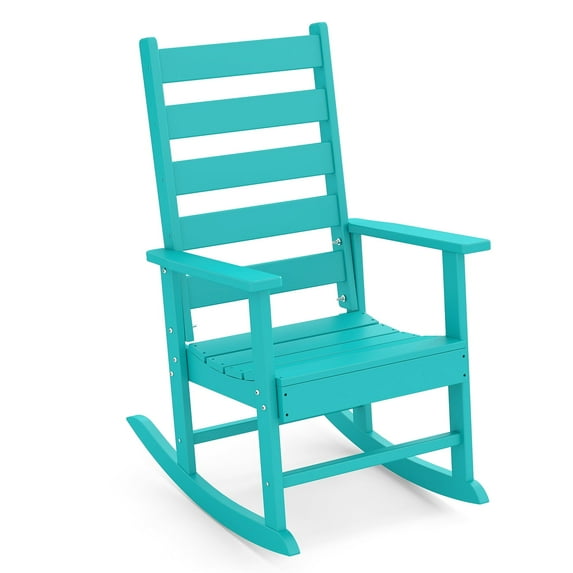 FODINGHILL HDPE Rocking Chair Outdoor,HDPE All Weather Patio Rocker for Porch,Garden,Balcony,Aqua