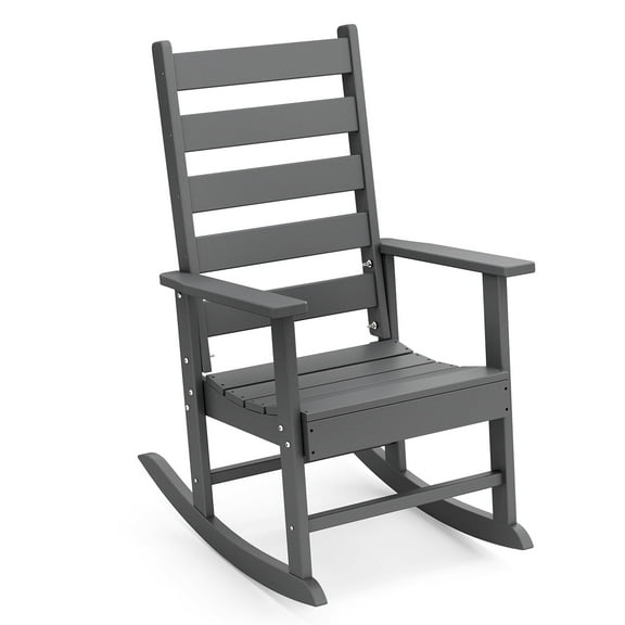 FODINGHILL HDPE Rocking Chair Outdoor,HDPE All Weather Patio Rocker for Porch,Garden,Balcony,Grey