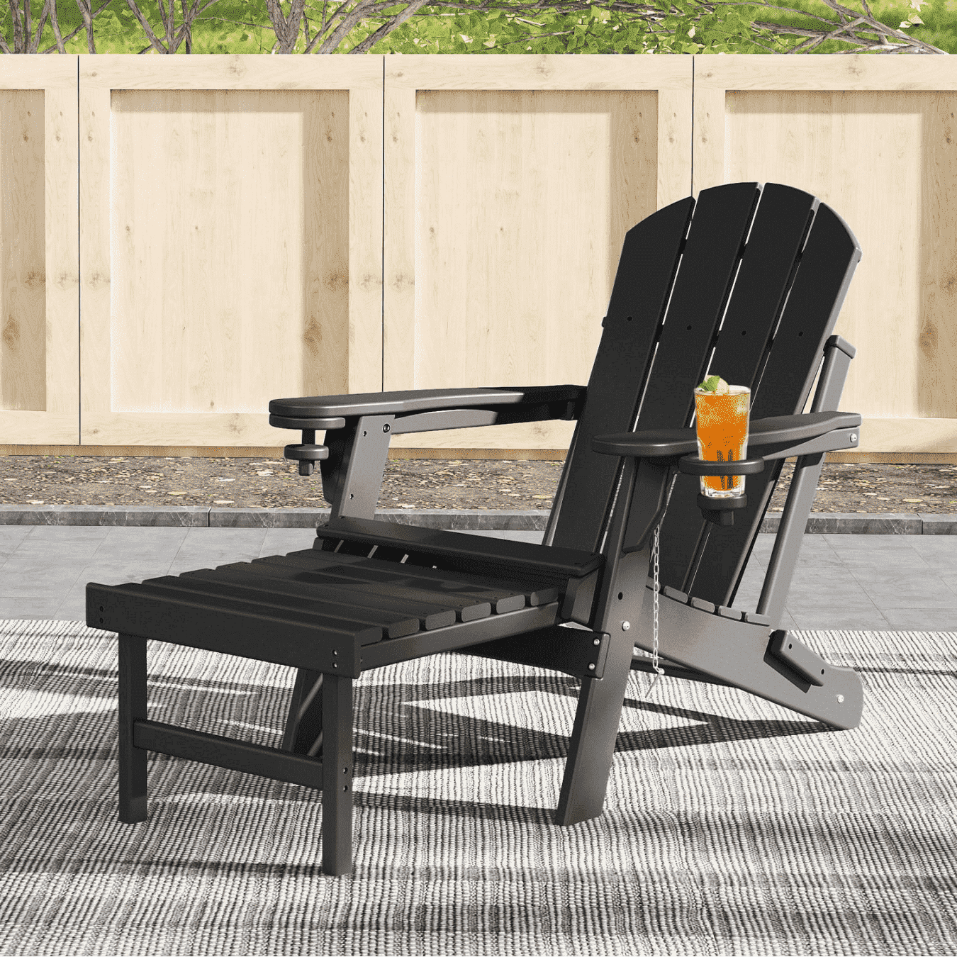 FODINGHILL Outdoor Folding Adirondack Chair with ottoman, HDPE All ...
