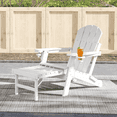 thumbnail image 1 of FODINGHILL Folding Adirondack Chair with ottoman , W/ Footrest & Dual Cup Holders, HDPE All Weather Fire Pit Chair for Porch Garden Pool, White, 1 of 10