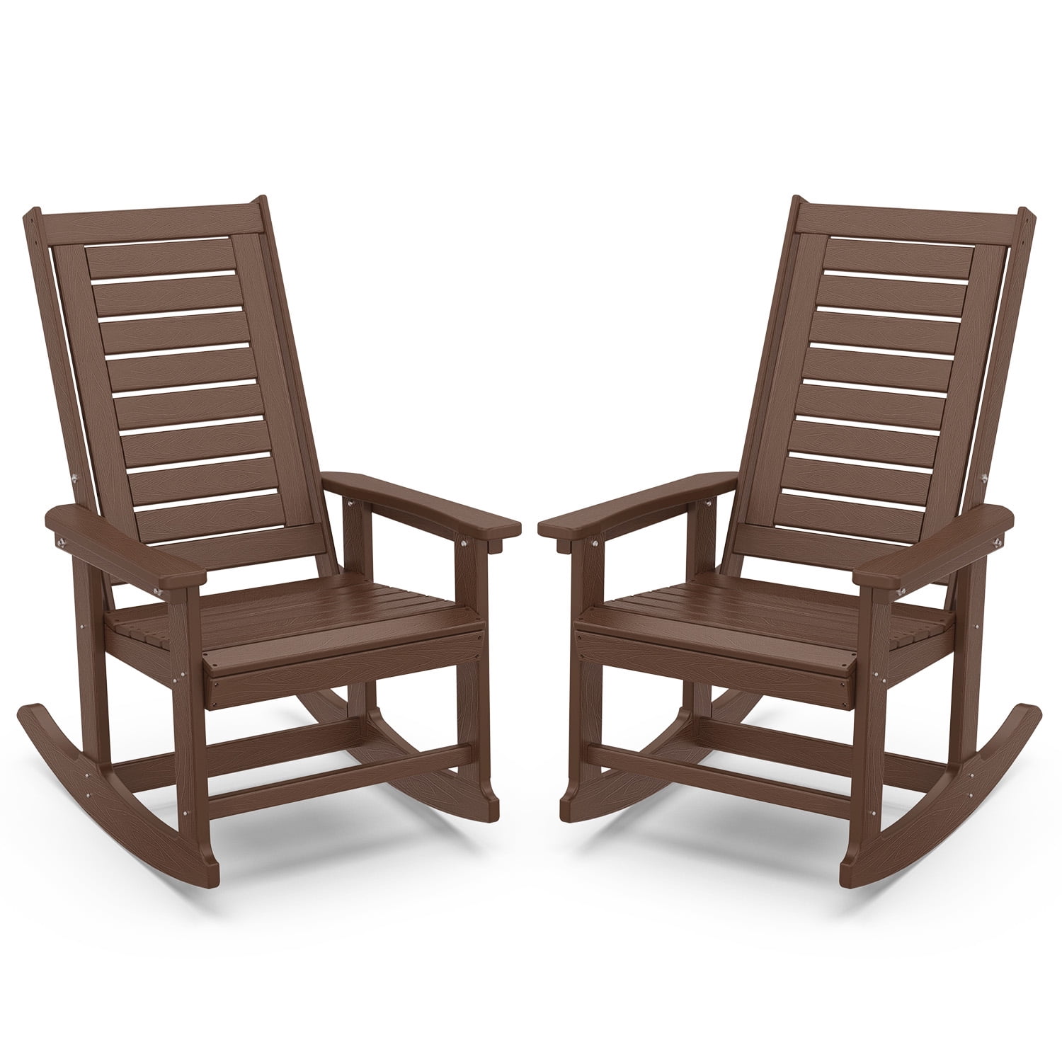 PIPOPA Outdoor Rocking Chair, HDPE All Weather Adirondack Oversized ...