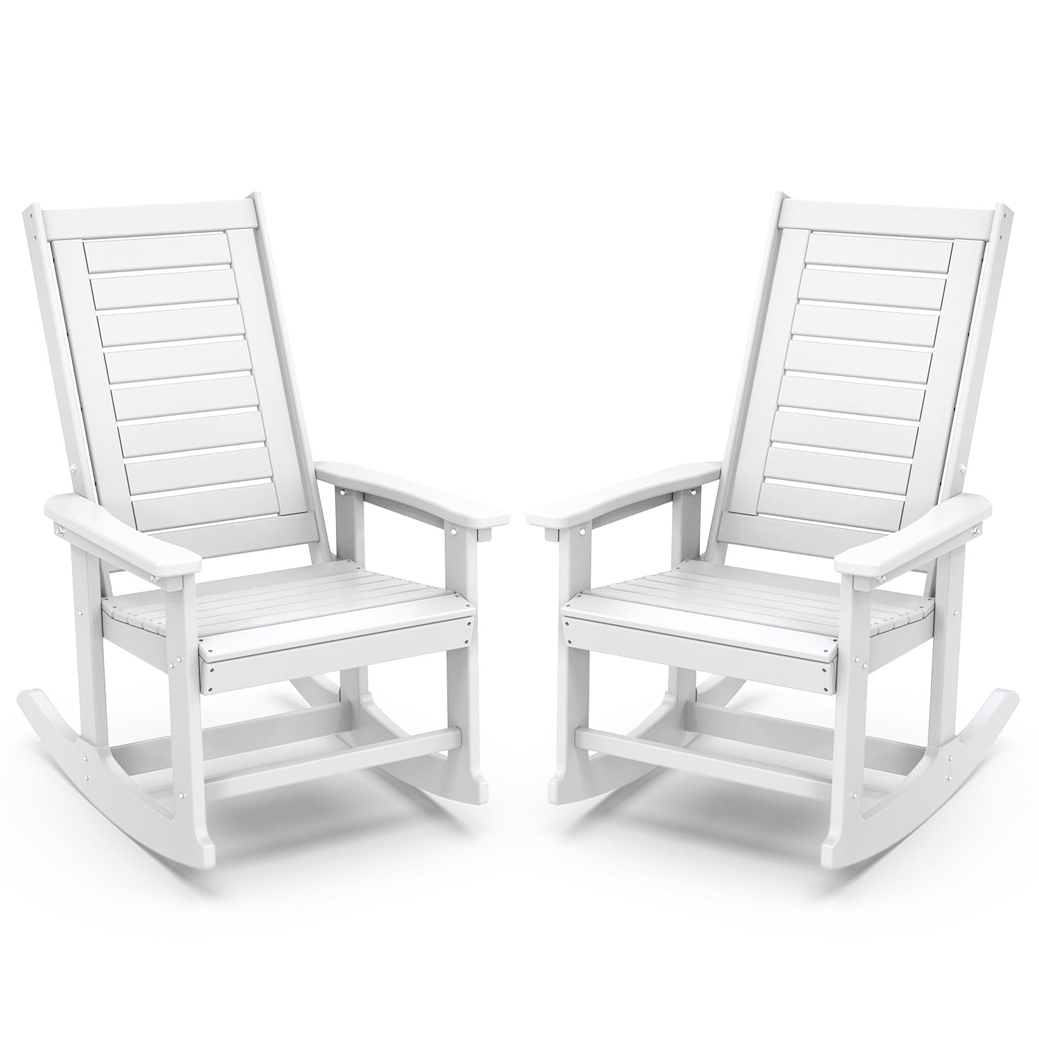 PIPOPA Outdoor Rocking Chair, HDPE All Weather Adirondack Oversized