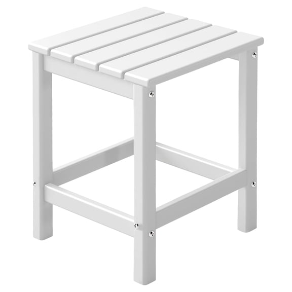 FODINGHILL Outdoor Side Table,All Weather HDPE Adirondack Patio Table,Square End Table for Pool Balcony Deck Porch Lawn Backyard,White