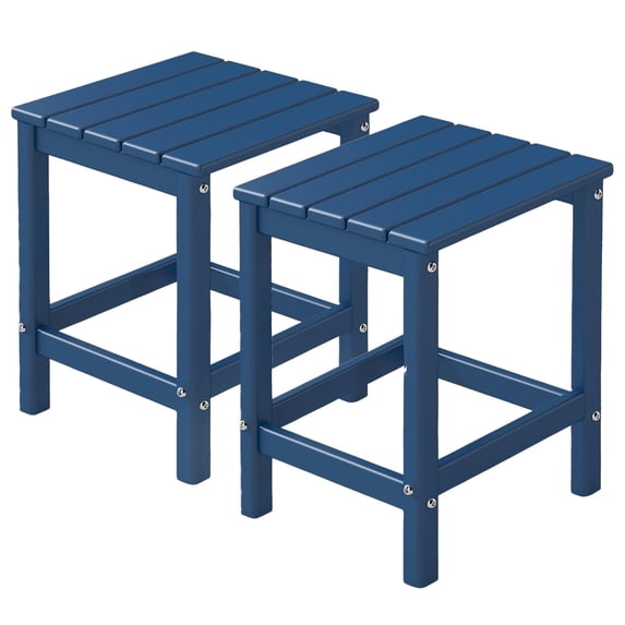 FODINGHILL Outdoor Side Table Set of 2,All Weather HDPE Adirondack Patio Table,Square End Table for Pool Balcony Deck Porch Lawn Backyard,Blue