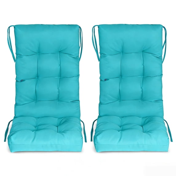 FODINGHILL Rocking Chair Cushions Set of 2,Polyester Weatherproof Outdoor High Back Rocker Chairs Cushion with Ties,Thickened Seat for Patio,Aqua