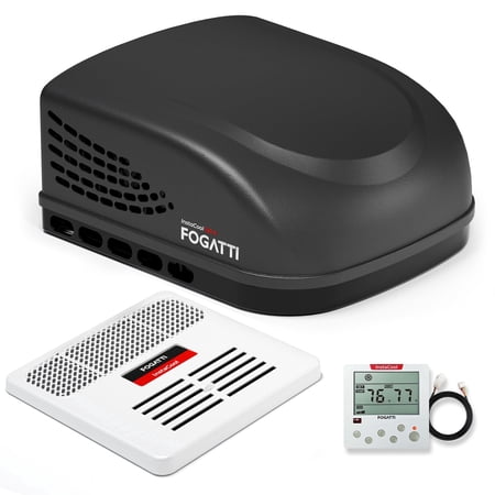 Fogatti 15,000 Btu Ducted RV Rooftop Air Conditioner with Air Distribution Box & Wired Thermostat, 115V Camper Trailer Motorhome AC, Low Noise
