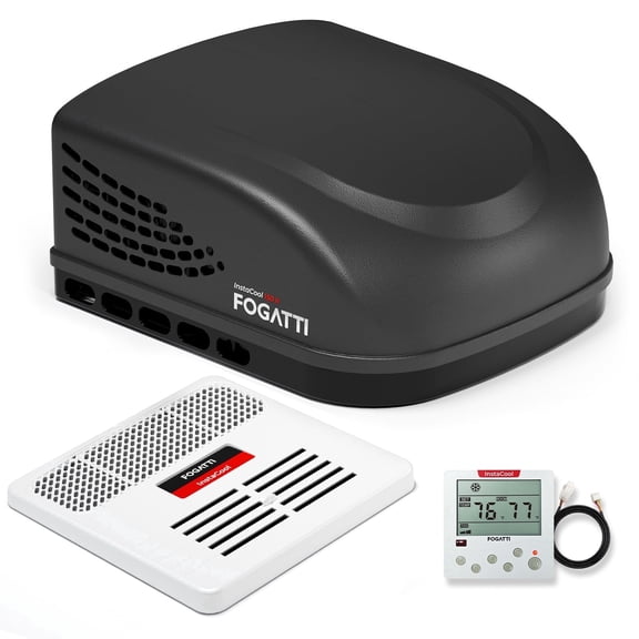 Fogatti Ducted RV Rooftop Air Conditioner 15,000 Btu with Air Distribution Box & Wired Thermostat, 115V Camper Trailer Motorhome AC, Low Noise