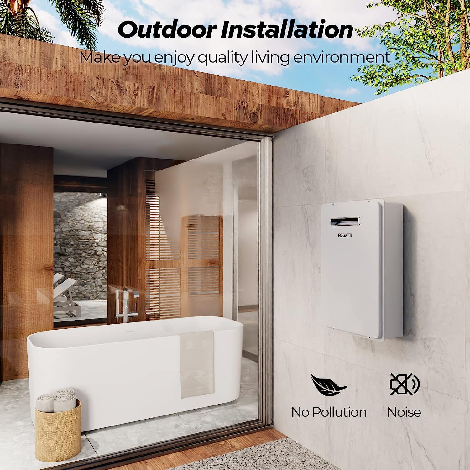 FOGATTI 5.1 GPM Gas Tankless Water Heater Propane Outdoor Installation Tankless Water Heating