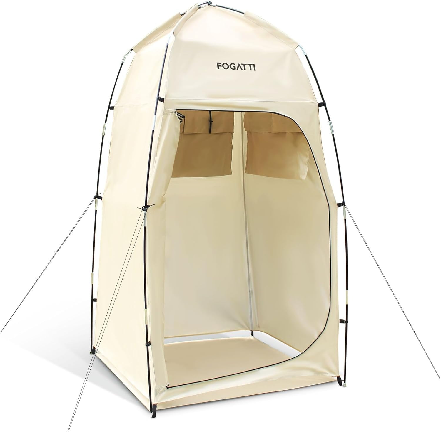 FOGATTI Portable Camping Shower Tent with Floor, 6.9 FT Extra Tall Shelter with 3 Internal