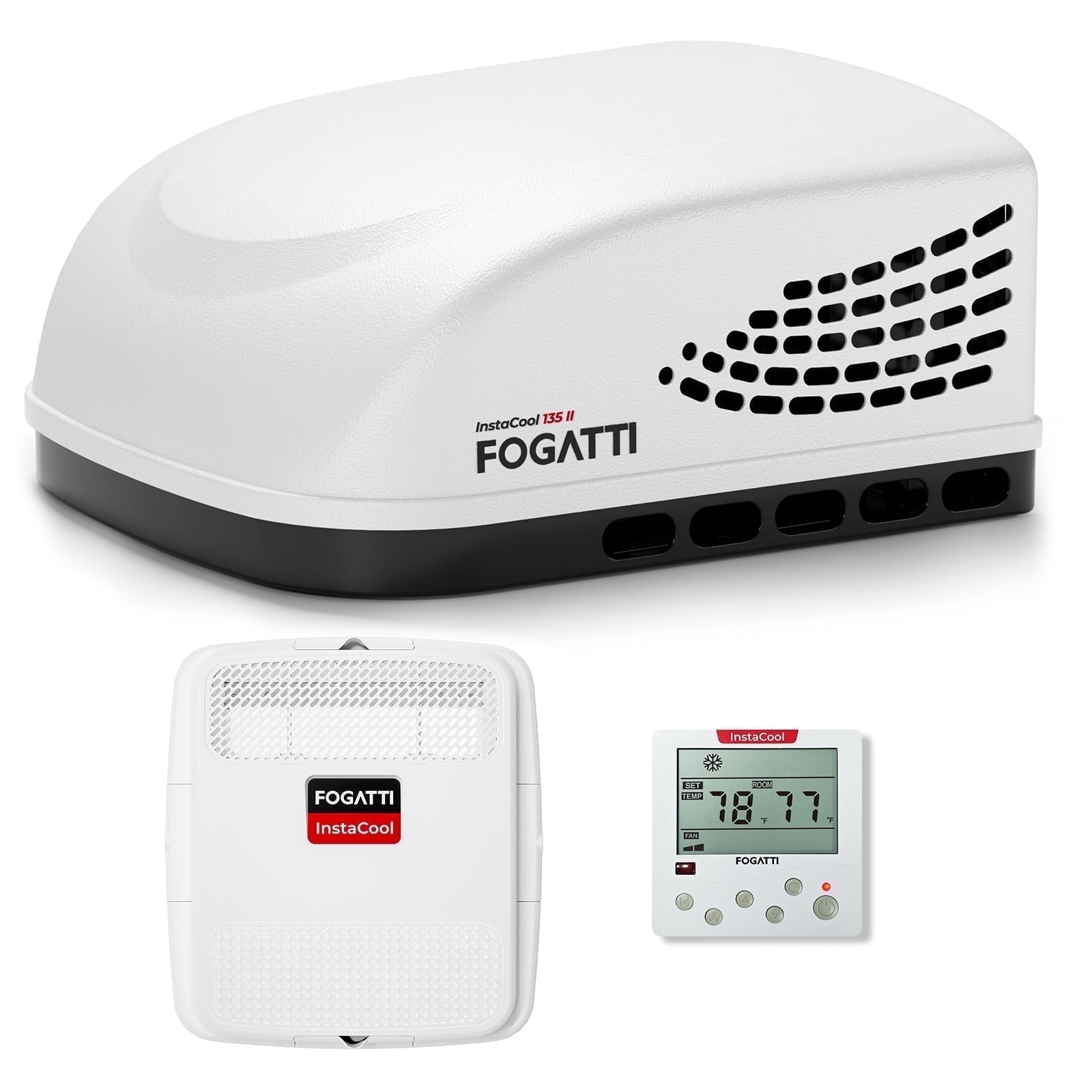 FOGATTI RV Air Conditioner 13500 BTU Rooftop AC Unit, Instacool with R32 Refrigerant & Wired Controller