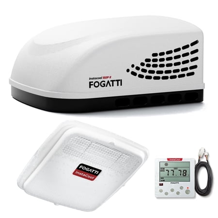 FOGATTI 15000 BTU RV Rooftop Air Conditioner with Heat Strip, Non-Ducted RV AC Unit for Camper Trailer Motorhome, 115V Rooftop Air Conditioner, White