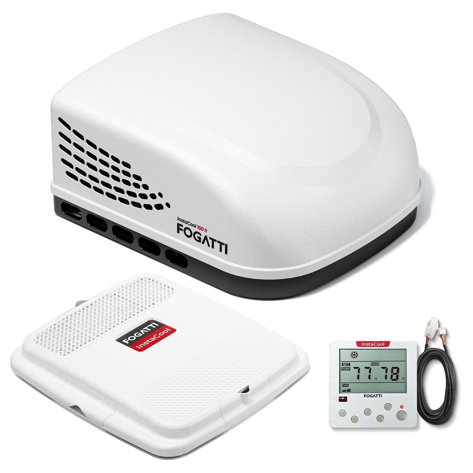 Fogatti RV Rooftop Air Conditioner 15000 BTU InstaCool Unit with R32 Refrigerant, Wired Controller and ADB