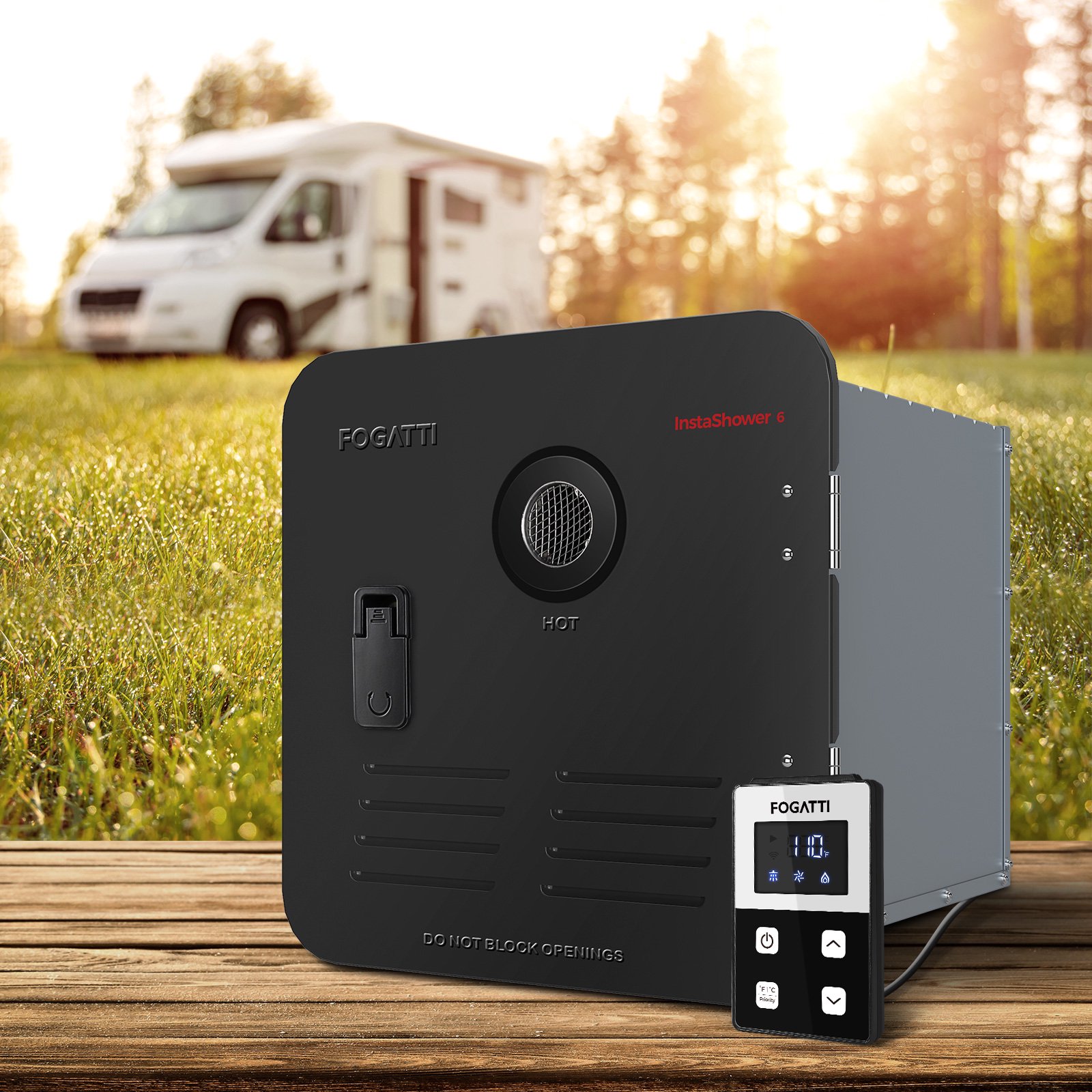 FOGATTI Tankless RV Water Heater Propane 2.2GPM On Demand Hot Water Heater  for RV with Black Door and Remote Controller - Walmart.com