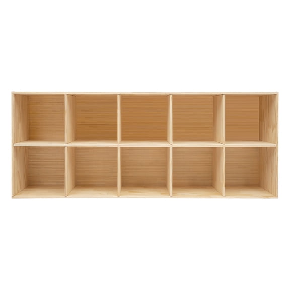 FOGGBET 10-Cube Bookshelf, Solid Wood Cube Shelf Bookcase, Vertical/Horizontal Use, Floorstanding Bookshelf for Study, Living Room & Kids Room