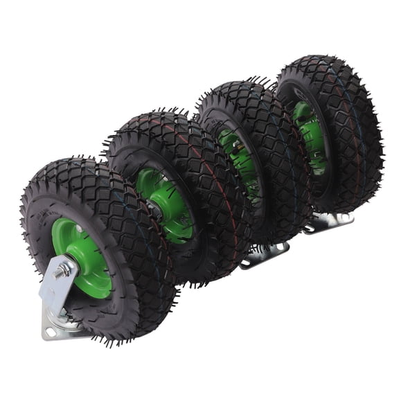 FOGGBET 10 Inch Heavy Duty Pneumatic Casters Set of 4 (2 Swivel/2 Rigid), Industrial Rubber Air Tire Wheels with Bolt-On Mounting,Max Load Capacity 661.39lbs Perfect for Carts, Workbenches, Trolleys